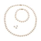 Freshwater Cultured Pearl 14k Gold Necklace, Bracelet And Stud Earring Set, Women's, Size: 18, White