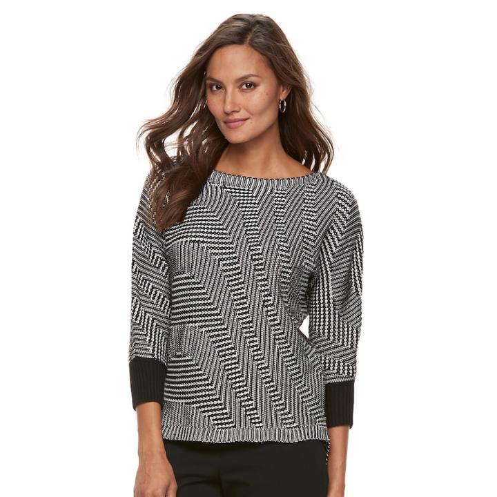 Women's Dana Buchman Boatneck Sweater, Size: Medium, White