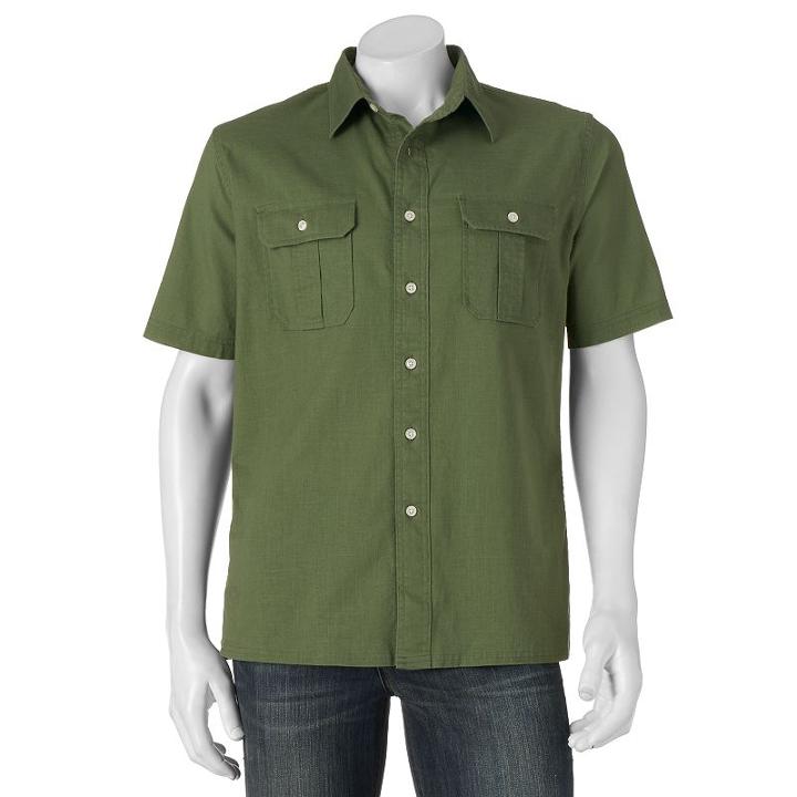 Big & Tall Croft & Barrow&reg; Classic-fit Crosshatch Button-down Shirt, Men's, Size: 2xb, Med Green