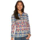 Women's Chaps Printed Lace-up Tee, Size: Xs, Pink Ovrfl