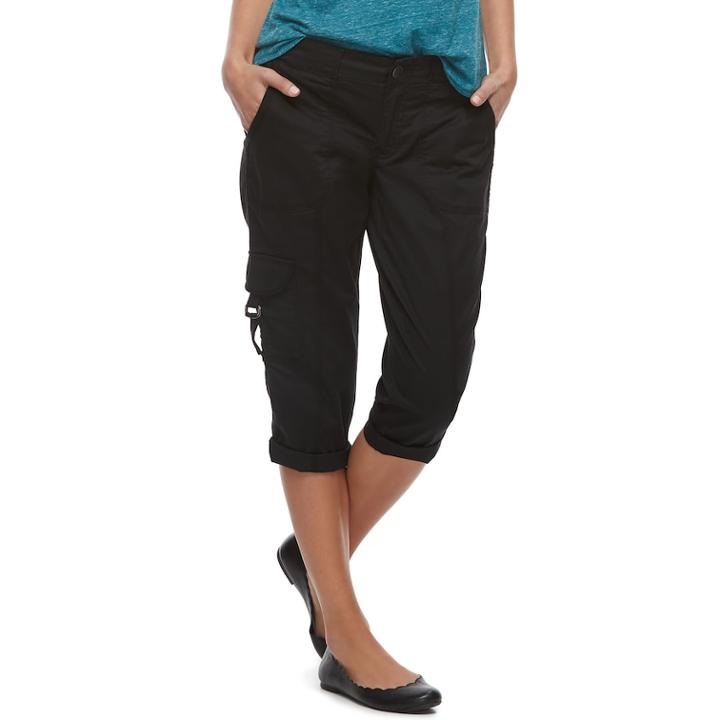 Petite Sonoma Goods For Life™ Cargo Utility Capris, Women's, Size: 14 Petite, Black
