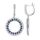 Sterling Silver Simulated Sapphire & Cubic Zirconia Hoop Drop Earrings, Women's, Blue