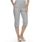 Petite Croft & Barrow&reg; Buttoned Pull-on Capris, Women's, Size: 4 Petite, Grey