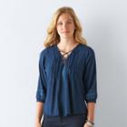 Women's Sonoma Goods For Life&trade; Embroidered Peasant Top, Size: Small, Dark Blue