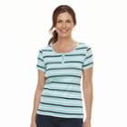 Women's Croft & Barrow&reg; Button Accent Scoopneck Tee, Size: Small, Turquoise/blue (turq/aqua)