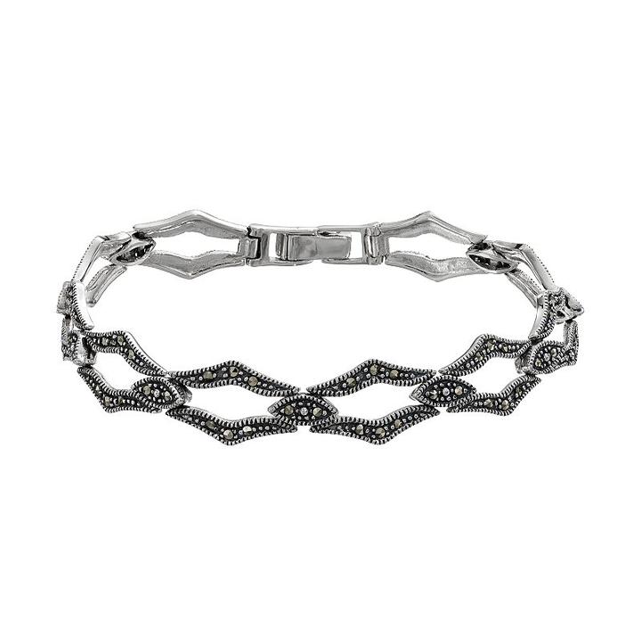 Tori Hill Marcasite Sterling Silver Marquise Bracelet, Women's, Size: 7.25, Grey