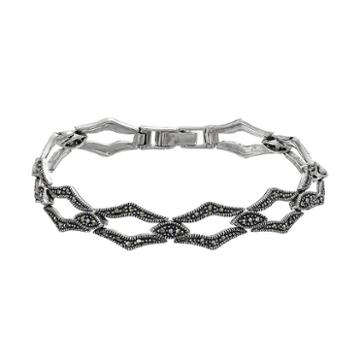 Tori Hill Marcasite Sterling Silver Marquise Bracelet, Women's, Size: 7.25, Grey