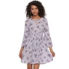 Juniors' Mudd&reg; Print Crinkle Lace-up Dress, Teens, Size: Large, Brt Purple