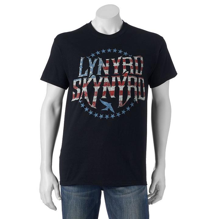 Men's Lynyrd Skynyrd Flag Striped Tee, Size: Large, Black