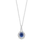 Sterling Silver Lab-created Blue & Lab-created White Sapphire Oval Pendant, Women's