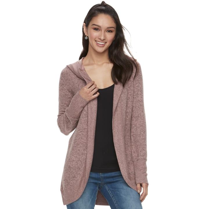 Juniors' Grayson Threads Hooded Hatchi Cocoon Cardigan, Teens, Size: Medium, Light Pink