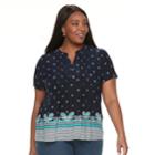 Plus Size Croft & Barrow&reg; Splitneck Top, Women's, Size: 2xl, Blue