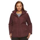 Plus Size Weathercast Hooded Quilted Jacket, Women's, Size: 1xl, Dark Brown