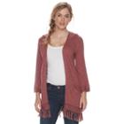 Women's Sonoma Goods For Life&trade; Fringe Cardigan, Size: Xxl, Dark Red