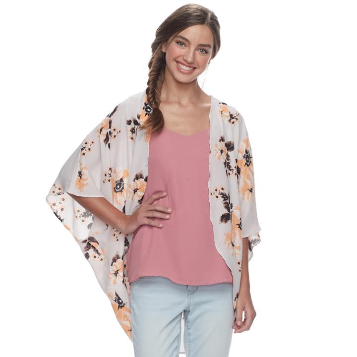 Juniors' Miss Chievous Floral Poncho Top, Teens, Size: Xl, Lt Purple