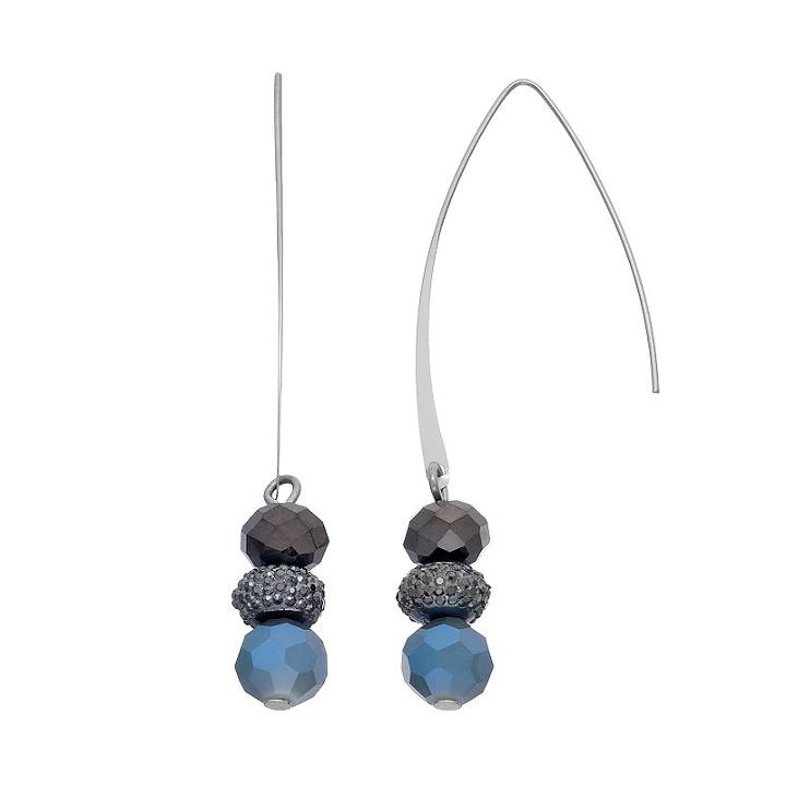 Simply Vera Vera Wang Nickel Free Blue Faceted Bead Threader Earrings, Women's
