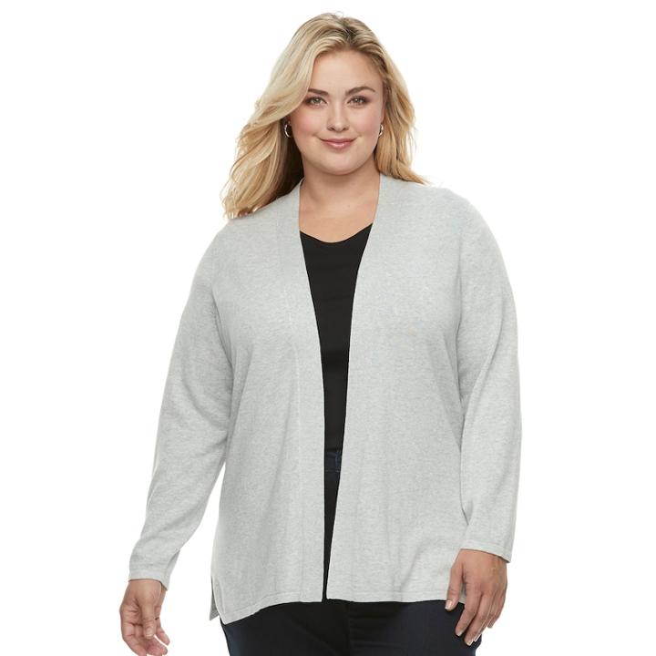 Plus Size Croft & Barrow&reg; Essential Open-front Cardigan, Women's, Size: 2xl, Light Grey