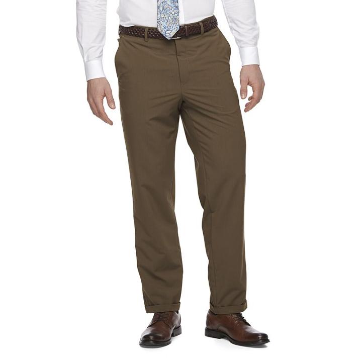 Men's Croft & Barrow&reg; True Comfort 4-way Stretch Classic-fit Flat-front Dress Pants, Size: 38x34, Brown Oth