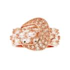 14k Rose Gold Over Silver Morganite & White Zircon Buckle Ring, Women's, Size: 7, Pink