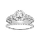 14k Gold 1 Carat T.w. Igl Certified Diamond Halo Engagement Ring Set, Women's, Size: 7