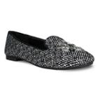 Olivia Miller Trish Women's Tweed Smoking Flats, Size: 7, Black