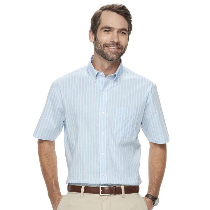 Men's Croft & Barrow&reg; True Comfort Classic Fit Stretch Patterned Button Down Shirt, Size: Large, Med Blue