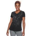 Women's Tek Gear&reg; Dry-tek V-neck Tee, Size: Xs Tall, Black