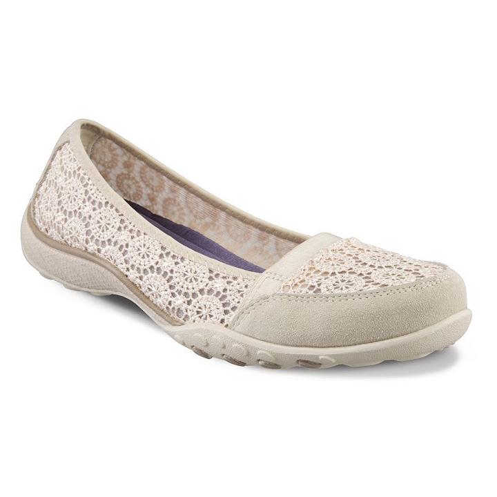 Skechers Relaxed Fit Breathe Easy Pretty Factor Women's Ballet Flats, Girl's, Size: 7, White Oth