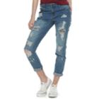 Juniors' Almost Famous Destructed Rolled Jeans, Teens, Size: 13, Orange