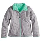 Girls 7-16 So&reg; Reversible Faux-fur & Quilted Midweight Jacket, Size: 16, Med Green
