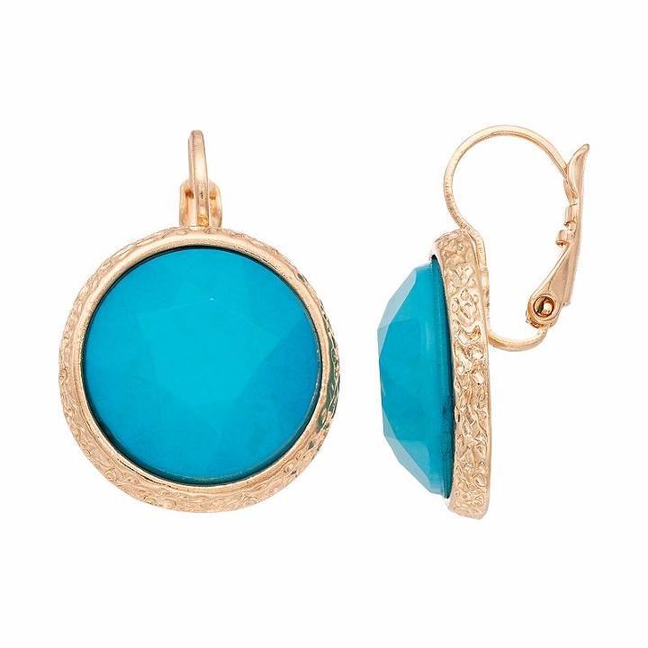 Aqua Faceted Nickel Free Circle Drop Earrings, Women's, Turq/aqua