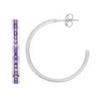 Traditions Sterling Silver Channel-set Amethyst Birthstone Hoop Earrings, Women's, Purple