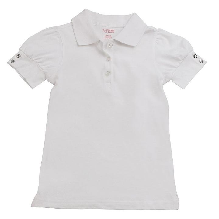 Toddler Girl French Toast Rhinestone Button School Uniform Polo Shirt, Size: 2t, White
