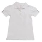 Toddler Girl French Toast Rhinestone Button School Uniform Polo Shirt, Size: 2t, White