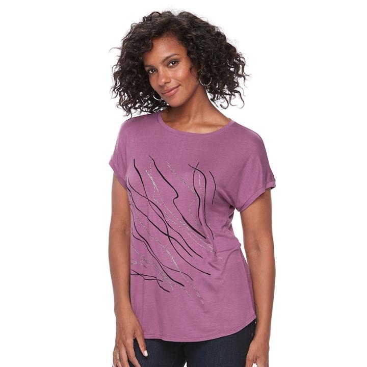 Women's Apt. 9&reg; Adorn Graphic Tee, Size: Medium, Med Purple