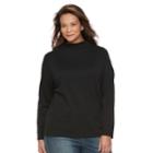 Plus Size Croft & Barrow&reg; Mockneck Long Sleeve Tee, Women's, Size: 2xl, Black