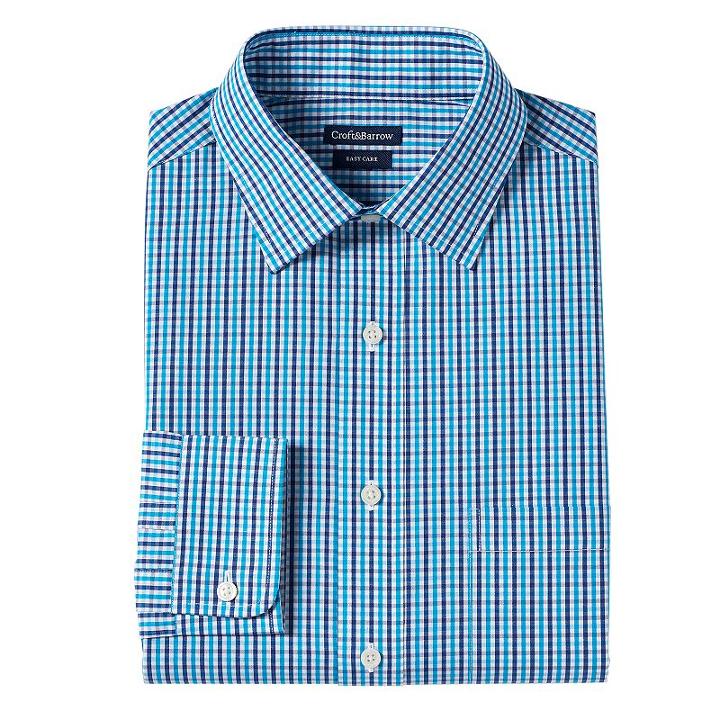 Croft & Barrow, Men's &reg; Classic-fit Easy Care Solid Spread-collar Dress Shirt, Size: 14.5-32/33, Blue (navy)
