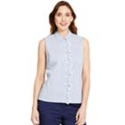 Womens Izod Eyelet Ruffle Sleeveless Shirt, Size: Large, Surf The Web Combo
