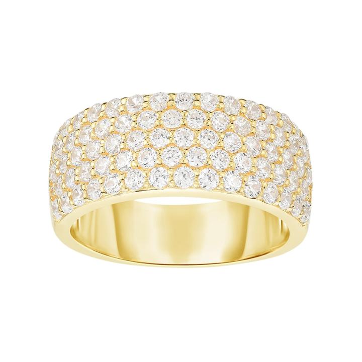 Gold Tone Sterling Silver Cubic Zirconia Pave Ring, Women's, Size: 7, White