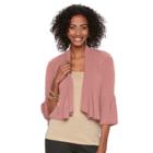 Women's Nina Leonard Ruffled Bell-sleeve Bolero, Size: Small, Dark Pink