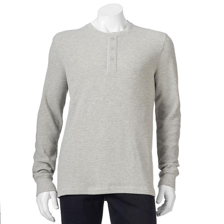 Men's Sonoma Goods For Life&trade; Classic-fit Slubbed Thermal Henley, Size: Medium, Med Grey
