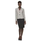 Women's Le Suit Tweed Suit Jacket & Solid Skirt Set, Size: 12, Dark Beige