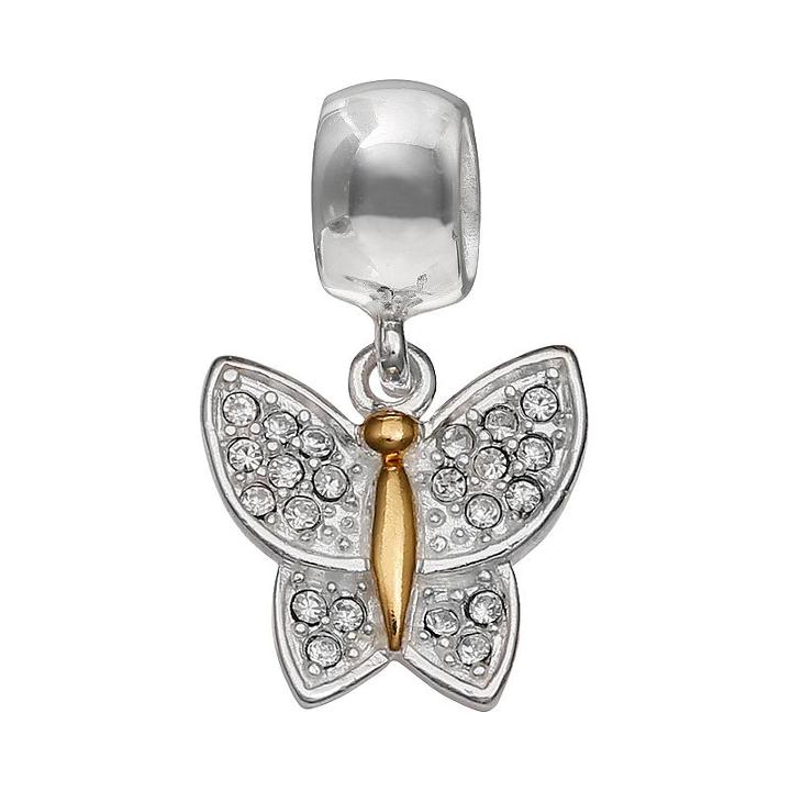 Individuality Beads Crystal Sterling Silver & 14k Gold Over Silver Butterfly Charm, Women's, Multicolor