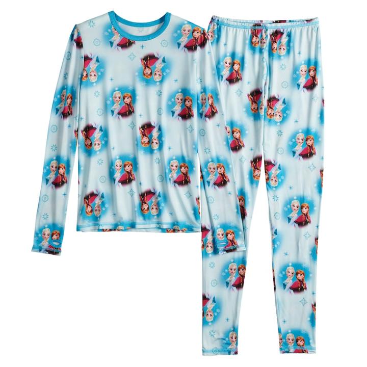 Disney's Frozen Anna & Elsa Girls 4-12 Disney Top & Bottoms Set By Cuddl Duds, Size: Xs, Turquoise/blue (turq/aqua)