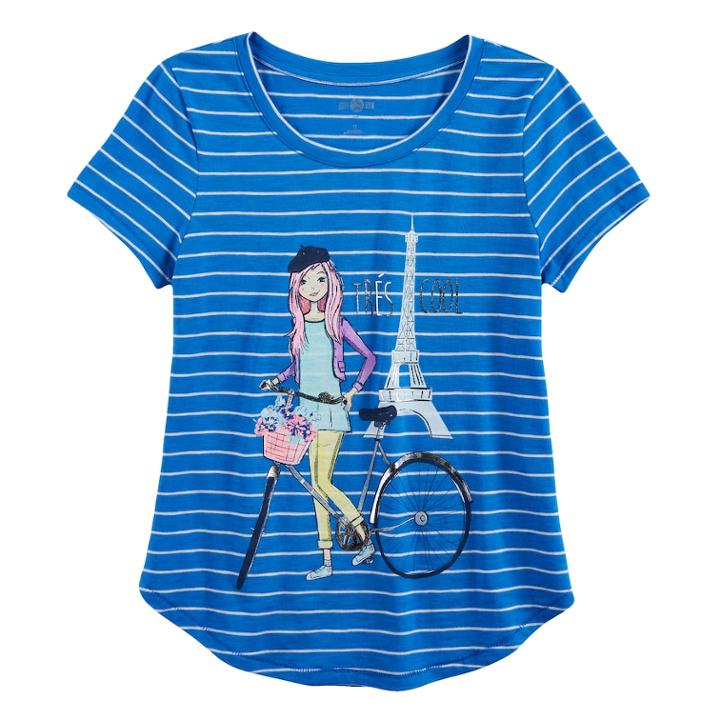 Girls 7-16 & Plus Size So&reg; Curve Hem Shiny Graphic Tee, Size: 10, Light Pink