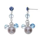 Crystal Avenue Silver-plated Crystal And Simulated Pearl Drop Earrings - Made With Swarovski Crystals, Women's, Blue