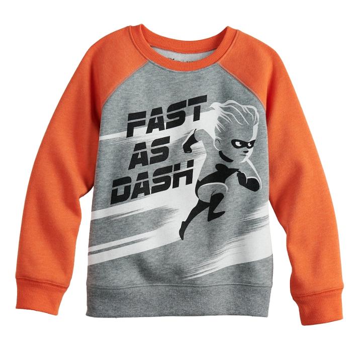 Disney / Pixar The Incredibles Boys 4-12 Fast As Dash Raglan Softest Fleece Pullover Sweatshirt By Jumping Beans&reg;, Size: 4, Med Grey