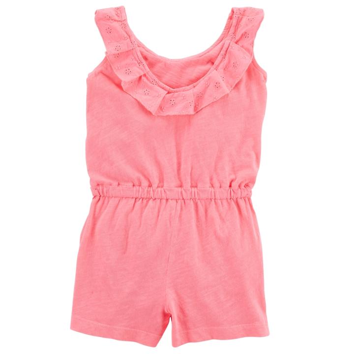 Toddler Girl Carter's Eyelet Pink Knit Romper, Size: 2t