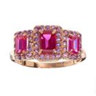 Lab-created Ruby And Amethyst 14k Rose Gold Over Silver Rectangle Halo Ring, Women's, Size: 6, Multicolor
