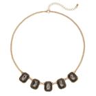 Black Rectangular Stone Necklace, Women's, Gold